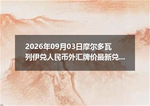 2026年09月03日摩尔多瓦列伊兑人民币外汇牌价最新兑换参考价