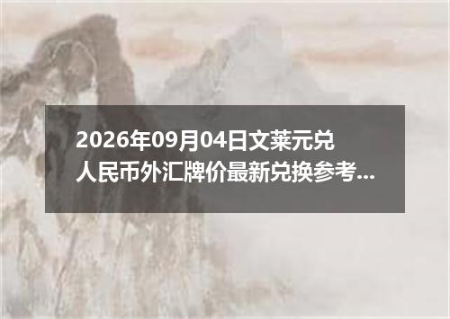2026年09月04日文莱元兑人民币外汇牌价最新兑换参考价