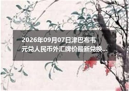 2026年09月07日津巴布韦元兑人民币外汇牌价最新兑换参考价