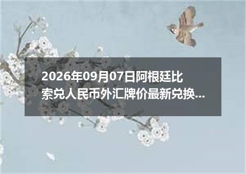 2026年09月07日阿根廷比索兑人民币外汇牌价最新兑换参考价