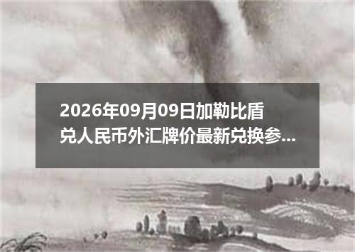 2026年09月09日加勒比盾兑人民币外汇牌价最新兑换参考价