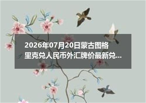 2026年07月20日蒙古图格里克兑人民币外汇牌价最新兑换参考价