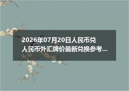 2026年07月20日人民币兑人民币外汇牌价最新兑换参考价