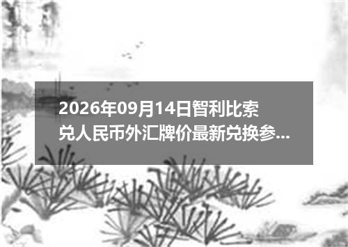 2026年09月14日智利比索兑人民币外汇牌价最新兑换参考价