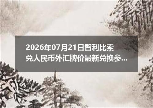 2026年07月21日智利比索兑人民币外汇牌价最新兑换参考价