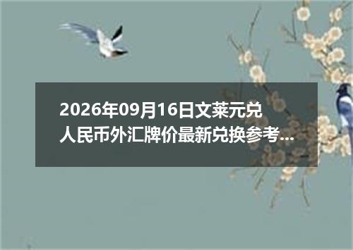2026年09月16日文莱元兑人民币外汇牌价最新兑换参考价