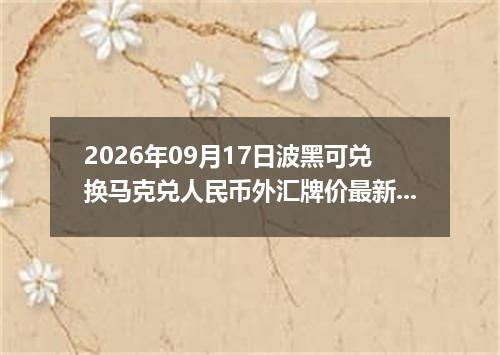 2026年09月17日波黑可兑换马克兑人民币外汇牌价最新兑换参考价