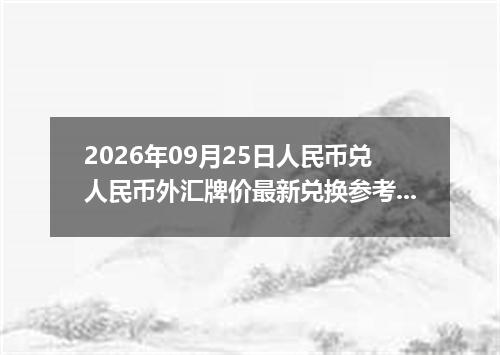2026年09月25日人民币兑人民币外汇牌价最新兑换参考价