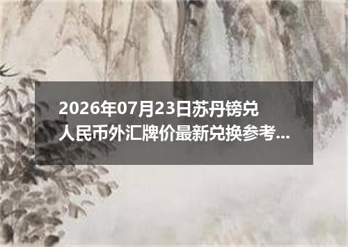 2026年07月23日苏丹镑兑人民币外汇牌价最新兑换参考价