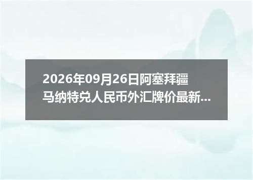 2026年09月26日阿塞拜疆马纳特兑人民币外汇牌价最新兑换参考价