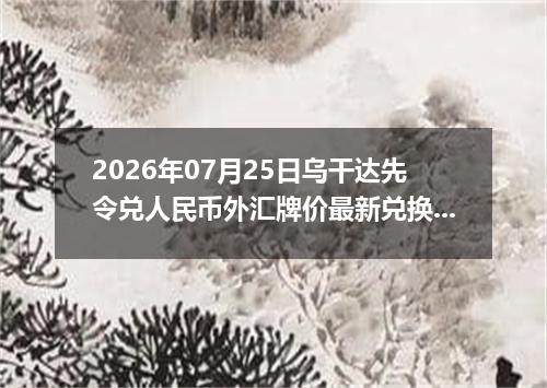 2026年07月25日乌干达先令兑人民币外汇牌价最新兑换参考价