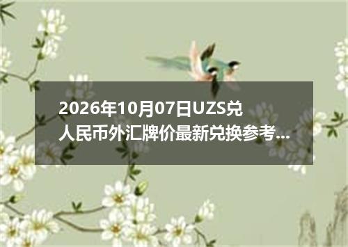 2026年10月07日UZS兑人民币外汇牌价最新兑换参考价
