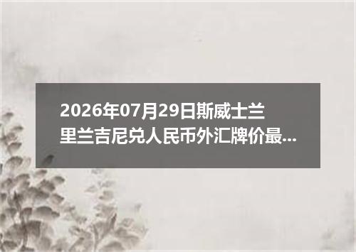 2026年07月29日斯威士兰里兰吉尼兑人民币外汇牌价最新兑换参考价