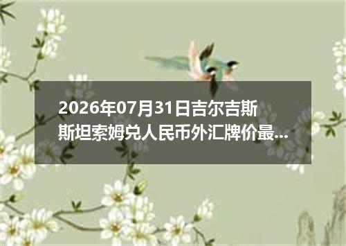 2026年07月31日吉尔吉斯斯坦索姆兑人民币外汇牌价最新兑换参考价