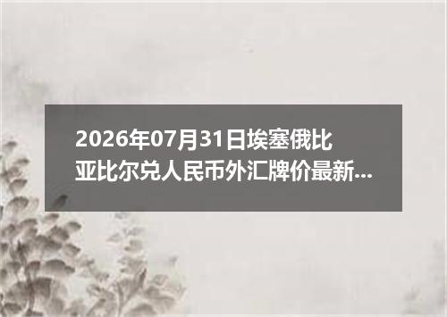 2026年07月31日埃塞俄比亚比尔兑人民币外汇牌价最新兑换参考价