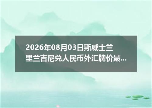 2026年08月03日斯威士兰里兰吉尼兑人民币外汇牌价最新兑换参考价