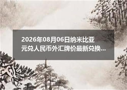 2026年08月06日纳米比亚元兑人民币外汇牌价最新兑换参考价