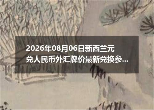 2026年08月06日新西兰元兑人民币外汇牌价最新兑换参考价
