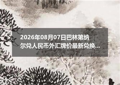 2026年08月07日巴林第纳尔兑人民币外汇牌价最新兑换参考价