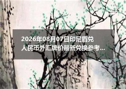 2026年08月07日印尼盾兑人民币外汇牌价最新兑换参考价