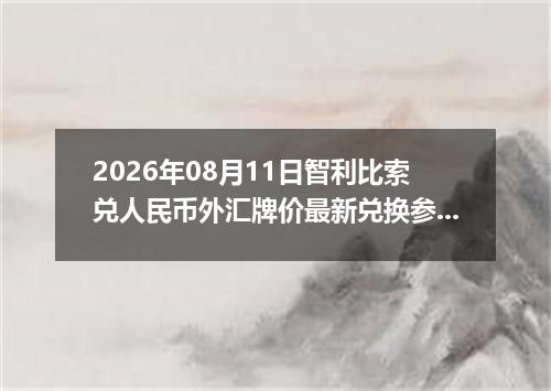 2026年08月11日智利比索兑人民币外汇牌价最新兑换参考价