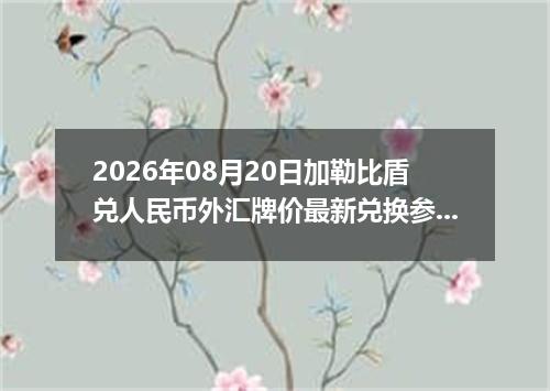 2026年08月20日加勒比盾兑人民币外汇牌价最新兑换参考价