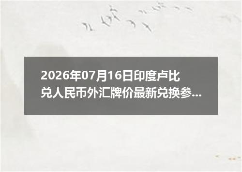 2026年07月16日印度卢比兑人民币外汇牌价最新兑换参考价
