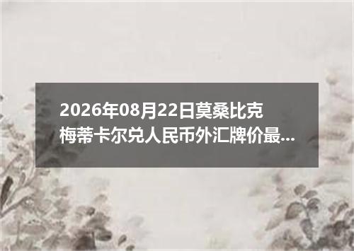 2026年08月22日莫桑比克梅蒂卡尔兑人民币外汇牌价最新兑换参考价