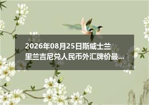 2026年08月25日斯威士兰里兰吉尼兑人民币外汇牌价最新兑换参考价