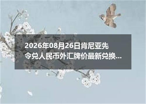 2026年08月26日肯尼亚先令兑人民币外汇牌价最新兑换参考价