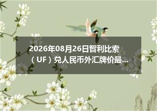 2026年08月26日智利比索（UF）兑人民币外汇牌价最新兑换参考价
