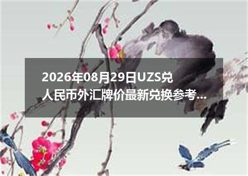 2026年08月29日UZS兑人民币外汇牌价最新兑换参考价