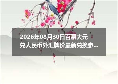 2026年08月30日百慕大元兑人民币外汇牌价最新兑换参考价