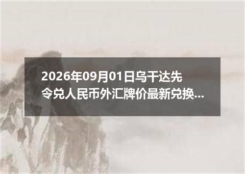 2026年09月01日乌干达先令兑人民币外汇牌价最新兑换参考价